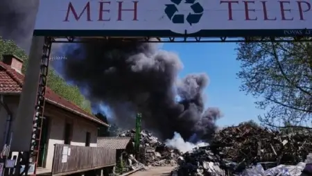 Hatalmas tűz Debrecenben – kigyulladt egy MÉH‑telep, épületek dőltek össze